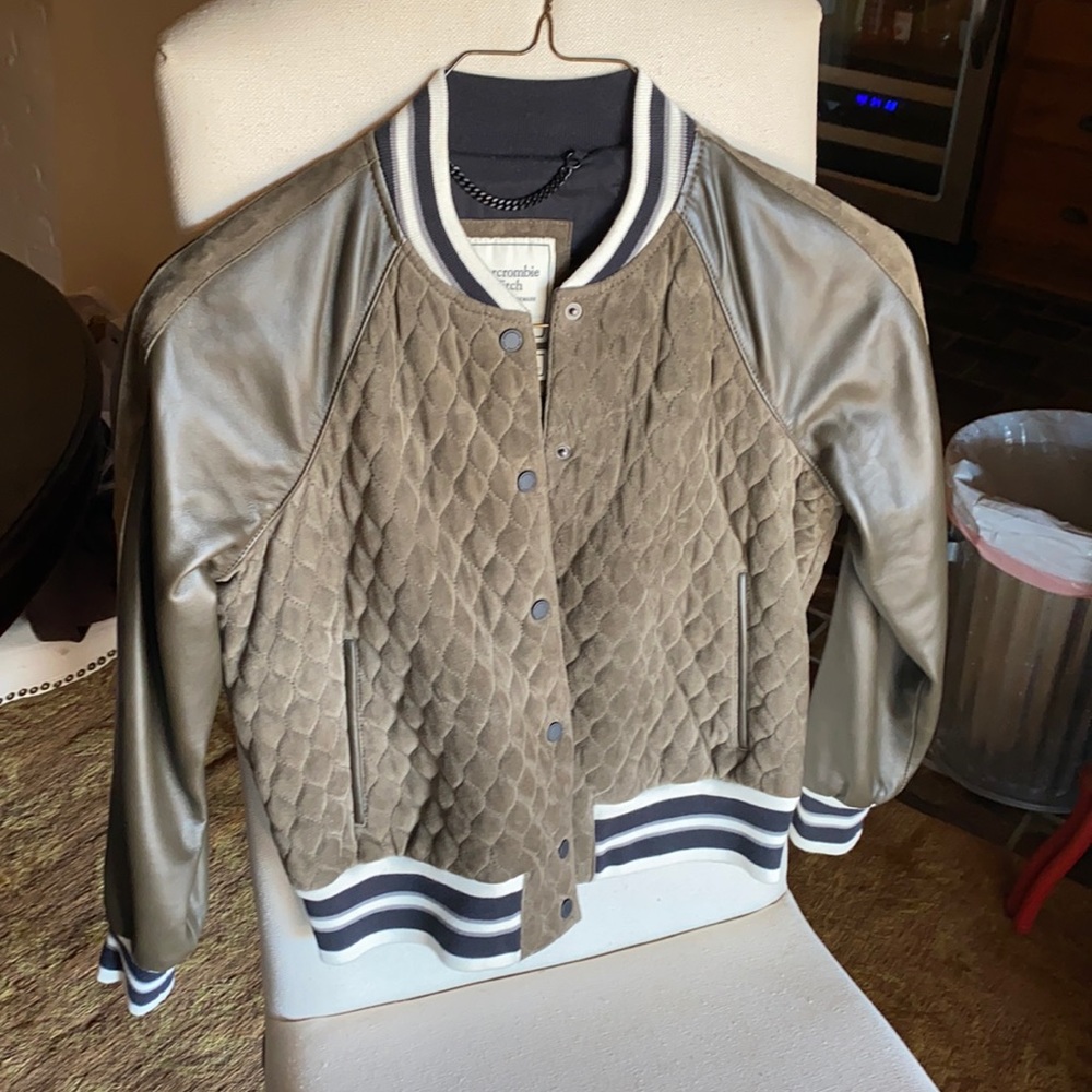Abercrombie and Fitch suede and leather bomber jacket. Vintage look